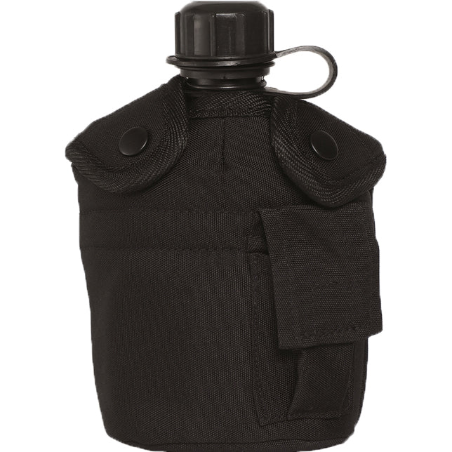 Mil-Tec US Field Bottle 1l with ALU Cup, Black