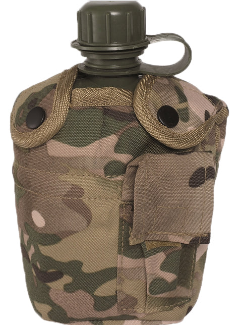 Mil-Tec US Field Bottle 1L with Aluminum Cup, Multicam