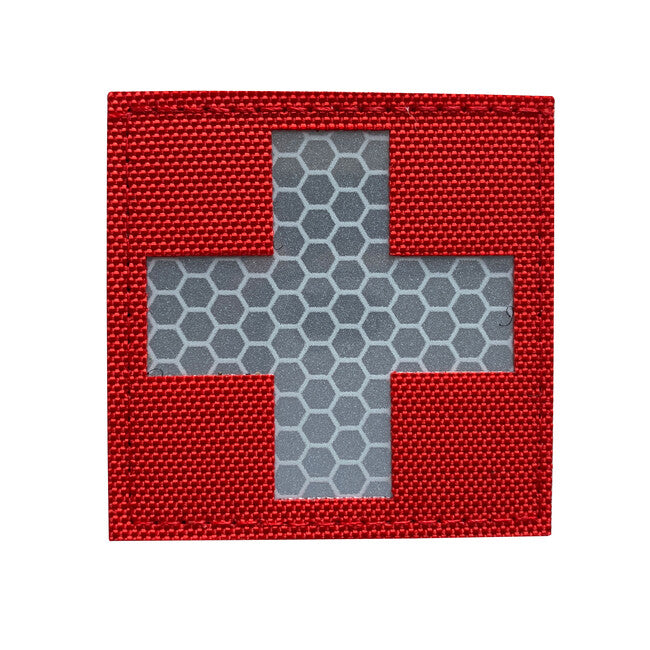 WARAGOD Reflective Fabric Cross Medic Patch, Red and White