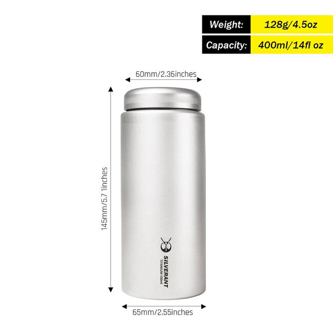 Silverant steklenica Titanova 400 ml s ploskim pokrovom
