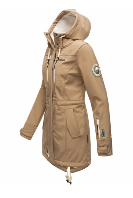 Marikoo ZIMTZICKE ženska zimska softshell jakna s kapuco, Taupe grey