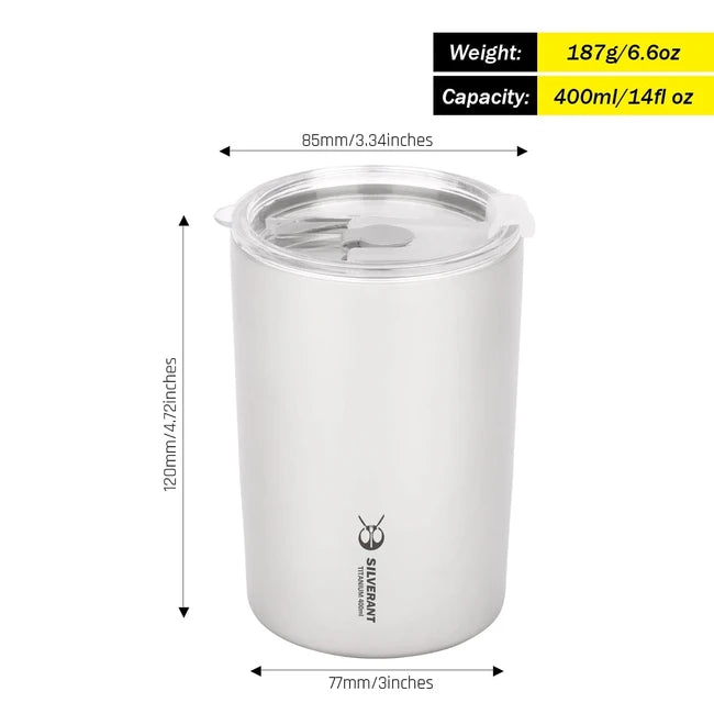 Silverant titanov lonček s slamico dvostenski 400 ml