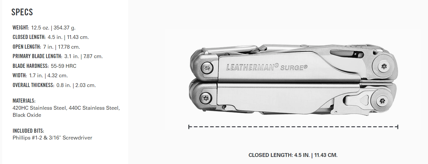 Leatherman SURGE multitool, črn