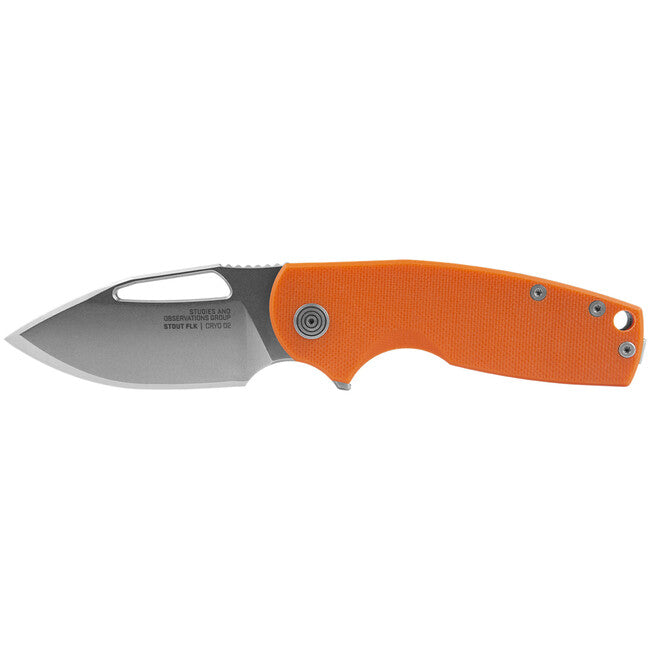 SOG Stout FLK Folding Knife, Orange and Stonewash
