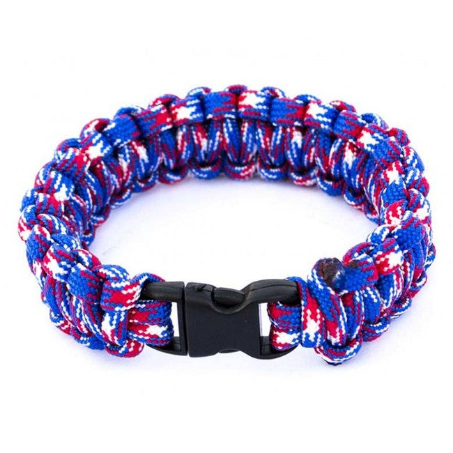 O&T zapestnica paracord plastična sponka, belo-modro-rdeča