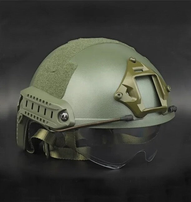 DRAGOWA Tactical Fast MH taktická helma s okuliarmi Charger, olivová (bez certifikácie)