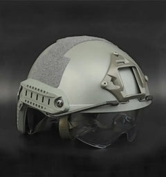 DRAGOWA Tactical Fast MH taktická helma s okuliarmi Charger, sivá (bez certifikácie)
