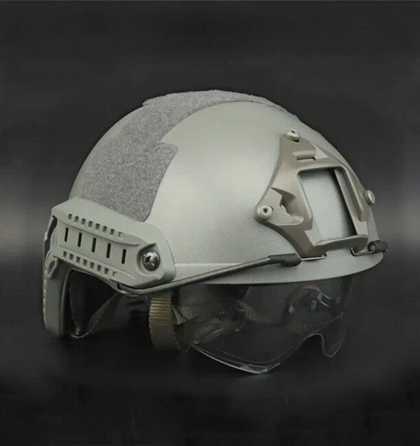 DRAGOWA Tactical Fast MH taktická helma s okuliarmi Charger, sivá (bez certifikácie)