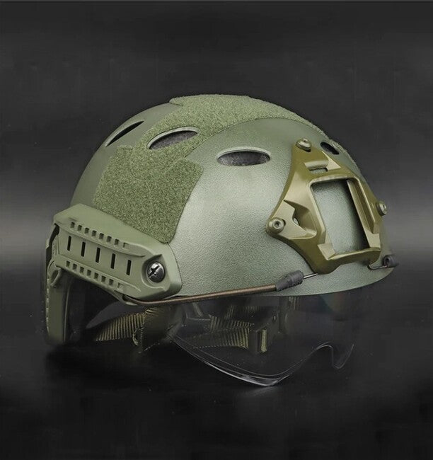 DRAGOWA Tactical Fast PJ taktická helma s okuliarmi Bolt, olivová (bez certifikácie)