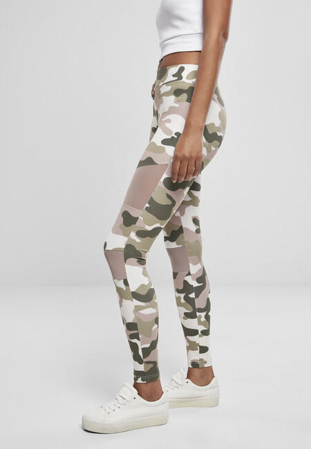 Urban Classics Tech Mesh dámske legíny, duskrose camo