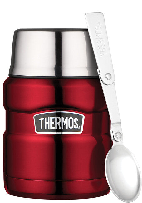 Thermos King posoda za hrano z žlico, rdeča, 0,47 l