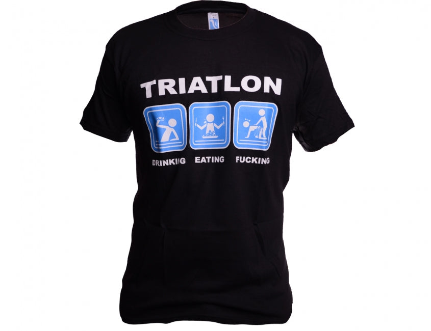 O&T Funny majica smešen triatlon, črna