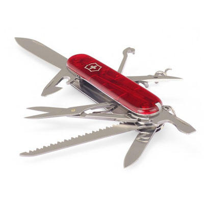 Victorinox Huntsman žepni nož 91mm, transparenten, rdeč