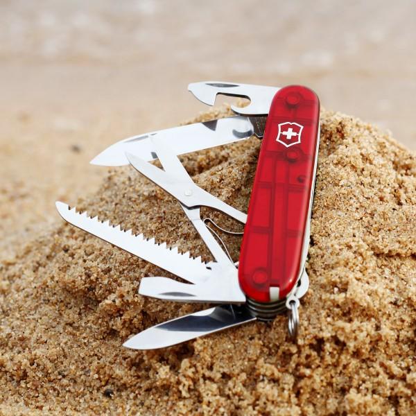 Victorinox Huntsman žepni nož 91mm, transparenten, rdeč