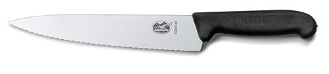 Victorinox kuharjski nož Fibrox nazobčano rezilo, črn