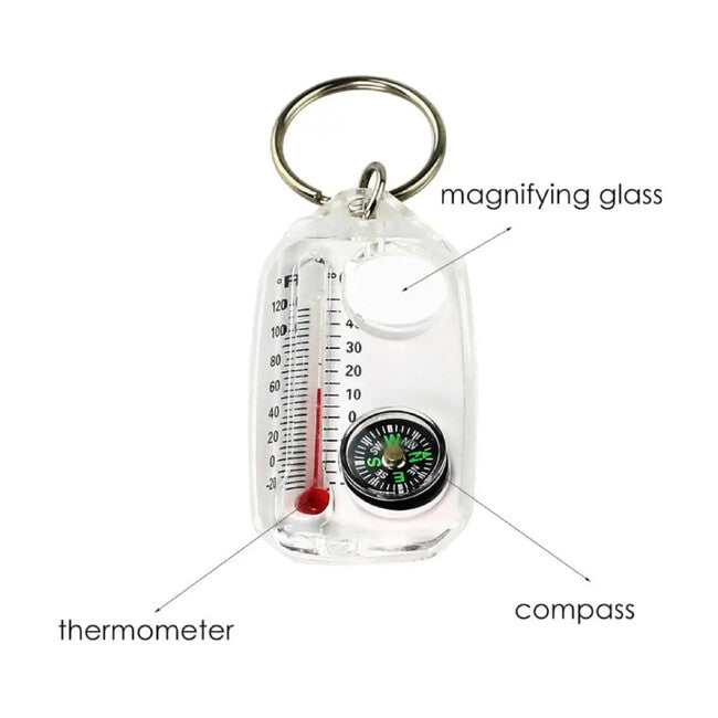 WARAGOD Transparent Compass with Thermometer Keychain Cave