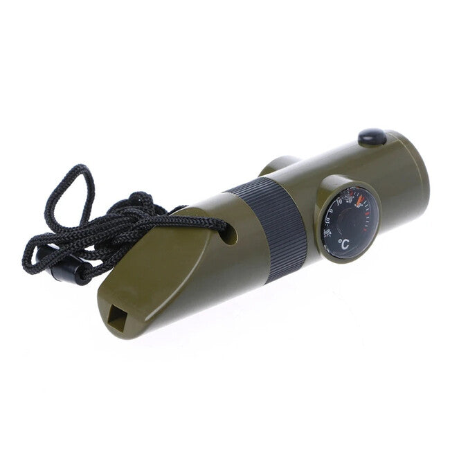 WARAGOD Multifunctional Emergency Whistle 7 in 1 Echo, Army Green