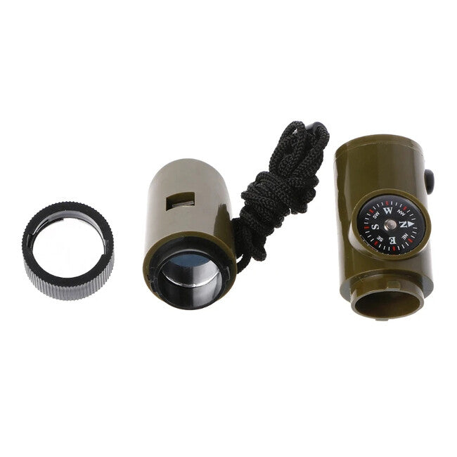 WARAGOD Multifunctional Emergency Whistle 7 in 1 Echo, Army Green
