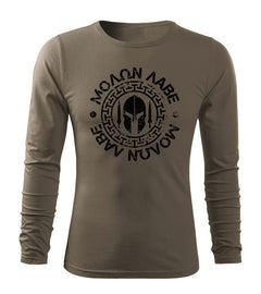 DRAGOWA Fit-T μακρυμάνικο μπλουζάκι Molon Labe 160 g/m², λαδί