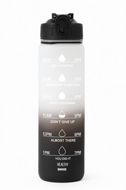 WARAGOD Hydrate motivacijska steklenica za vodo 1000ml, črna/bela
