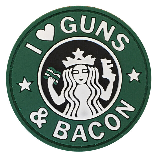 WARAGOD 3D našitek I Love Guns and Bacon 6cm