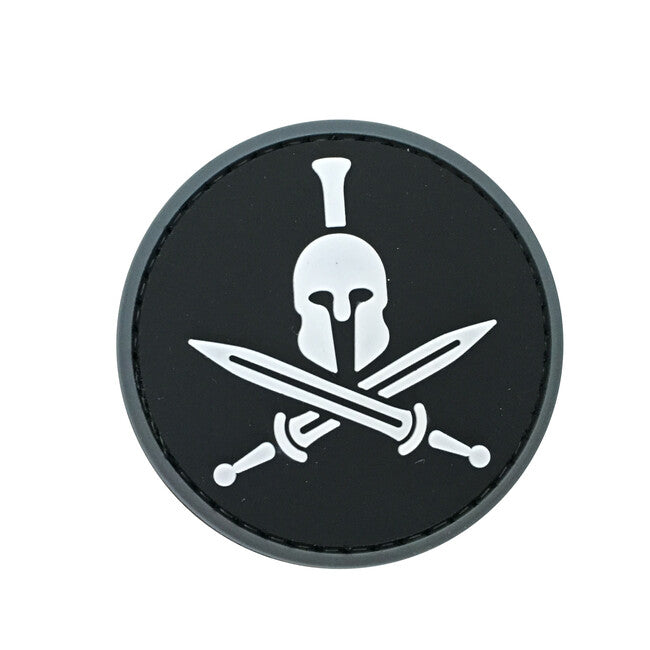 WARAGOD 3D Round Spartan Molon Labe našitek 6cm, črn