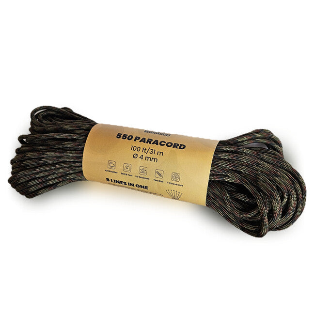 WARAGOD Paracord 550 vrv 31 m s premerom 4 mm, camo green