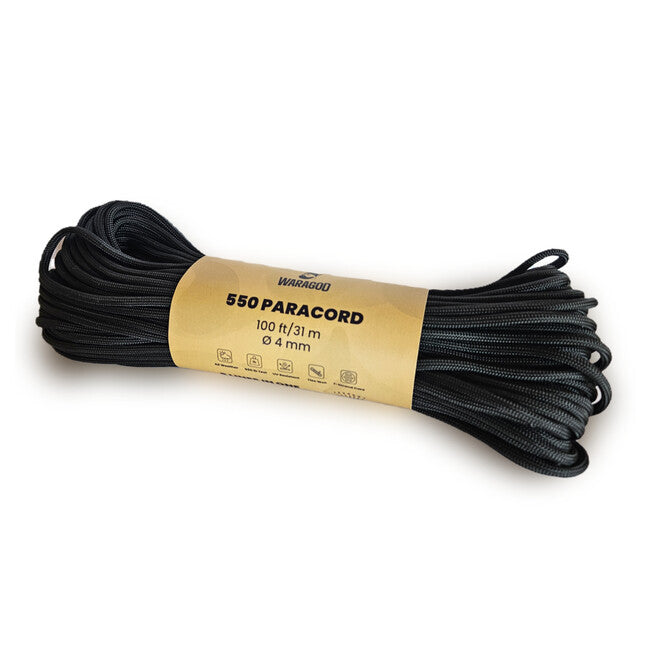 WARAGOD Paracord 550 vrv 31 m s premerom 4 mm, črna