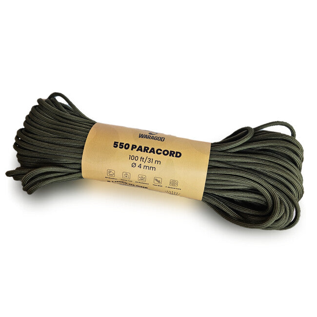 WARAGOD Paracord 550 vrv 31 m s premerom 4 mm, zelena