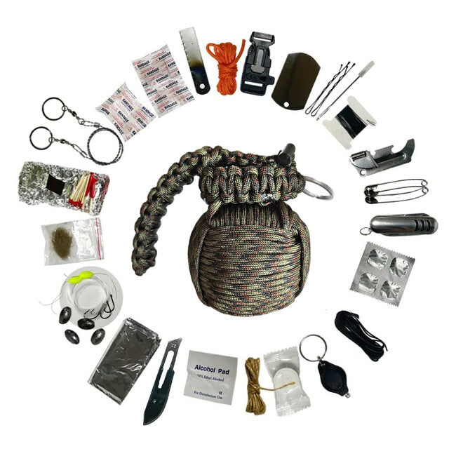 WARAGOD Menel Paracord komplet za preživetje, maskiranje zelena