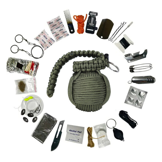 WARAGOD Menel paracord komplet za preživetje, olivno zelena