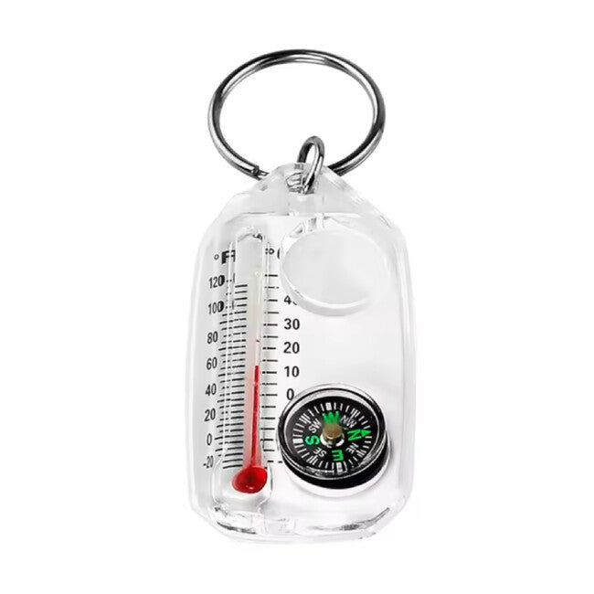 WARAGOD Transparent Compass with Thermometer Keychain Cave