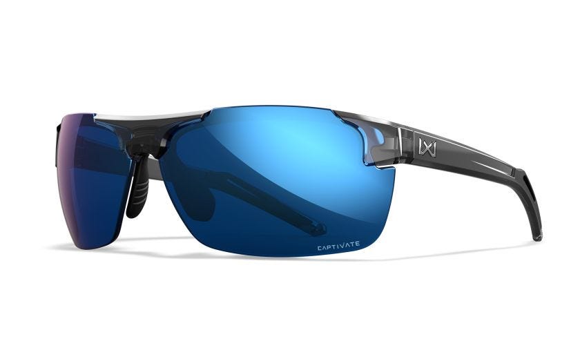 Wiley X Prime Sončna očala Captivate Polarized modro ogledalo, svetlo kristalno siva