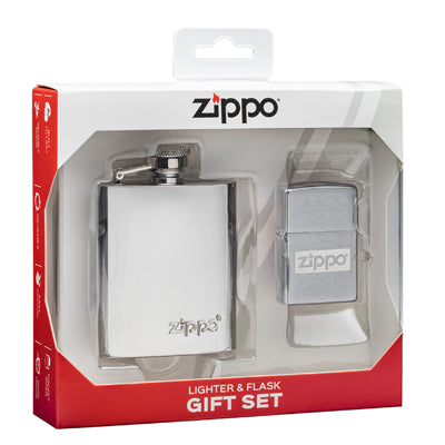 Zippo kromiran vžigalnik in steklenica