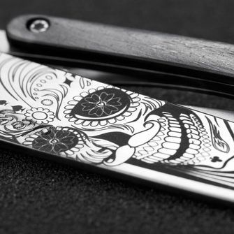Deejo zložljivi nož Tattoo Biker Latino Skull ebony wood