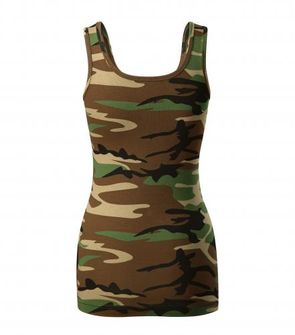 Malfini Camouflage ženska majica brez rokavov, brown 180g/m2