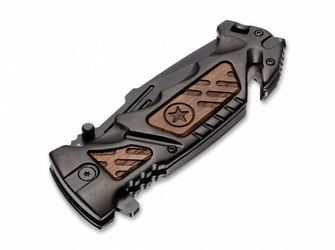 Böker Plus AK-14 taktični nož 9,3 cm, črna barva, aluminij, les, najlonsko ohišje