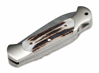 Böker Scout Spearpoint Jelenov nož 7,9 cm, damašek, rogovje