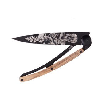Deejo zložljivi nož Tattoo Black olive wood Mushroom