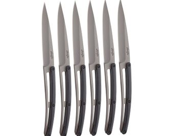 Deejo komplet 6 nožev Table sivi titan ebenovina