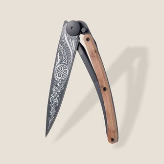 Deejo zložljivi nož Tattoo Black juniper wood Celtic