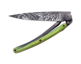 Deejo zložljivi nož Tattoo Black green beech Jungle