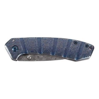 Enoročni žepni nož Herbertz 7,7 cm, nerjaveče jeklo, modra barva, videz damaska