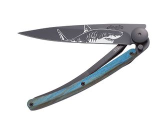 Deejo zložljivi nož Tattoo Black blue beech Shark