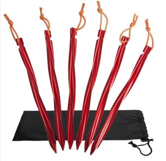 BasicNature Y-Stake Spiralni šotorski žebljički 25 cm rdeči 6 kosov