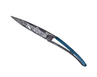 Deejo zložljivi nož Tattoo Black blue beech Van Life
