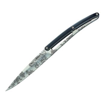 Deejo komplet 6 nožev bleščeče rezilo ročaj črn ABS design Toile de Jouy