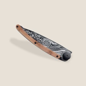 Deejo zložljivi nož Tattoo Black juniper wood Celtic