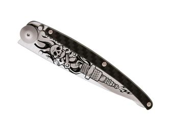 Deejo zložljivi nož Tatto Serration titan carbon fiber Biker