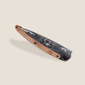 Deejo zložljivi nož Black tattoo juniper wood Bicycle